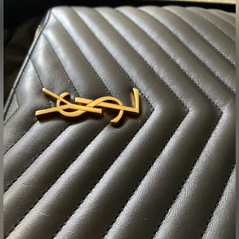 YSL pouch black matelassé